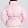 Vanntett, oversized skijakke med belte i Powder Pink