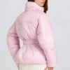 Vanntett, oversized skijakke med belte i Powder Pink