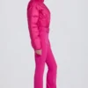 Vanntett, polstret skidress med belte i magenta rosa