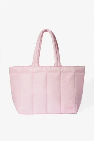 Vanntett puffer-tote-bag i pudderrosa