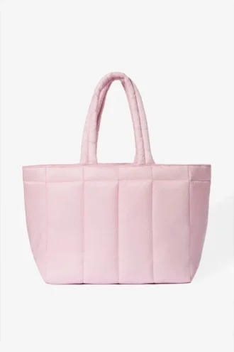 Vanntett puffer-tote-bag i pudderrosa
