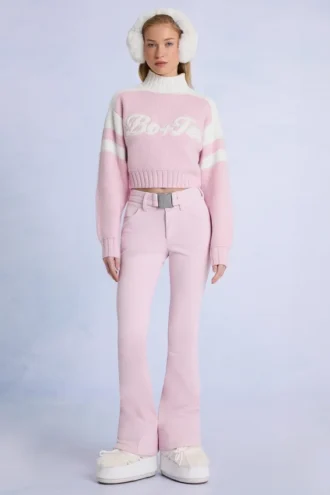 Vanntett skibukse med belte i Powder Pink