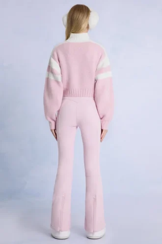 Vanntett skibukse med belte i Powder Pink
