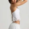 Vasilia Cutwork ryggløs bomullspoplin-camisole-top i hvitt