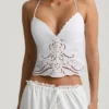 Vasilia Cutwork ryggløs bomullspoplin-camisole-top i hvitt