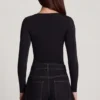 Vayla Soft Jersey Sweetheart Ruched Long-Sleeve Top i svart