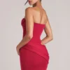Veda Bandeau Bodycon minikjole i kirsebærrød