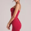 Veda Bandeau Bodycon minikjole i kirsebærrød
