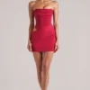 Veda Bandeau Bodycon minikjole i kirsebærrød