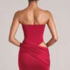 Veda Bandeau Bodycon minikjole i kirsebærrød
