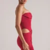 Veda Bandeau Bodycon minikjole i kirsebærrød