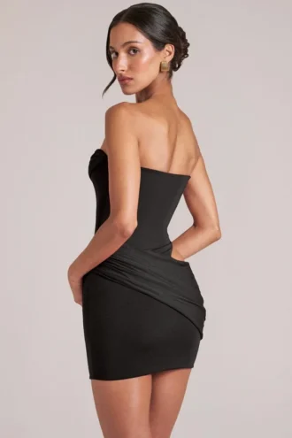 Veda bandeau bodycon minikjole i svart