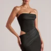Veda bandeau bodycon minikjole i svart