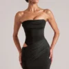 Veda bandeau bodycon minikjole i svart