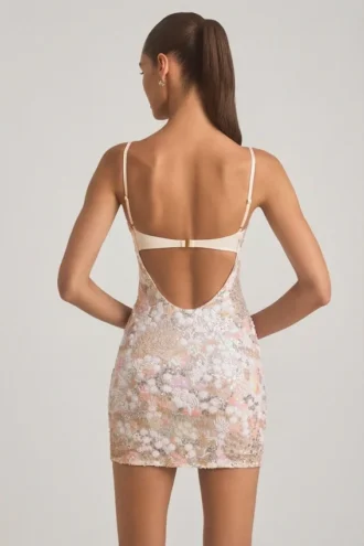 Velena minikjole med pyntet camisole-top i elfenben
