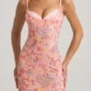 Velena pyntet camisole bodycon minikjole i rosa