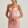 Velena pyntet camisole bodycon minikjole i rosa