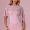 Velina chiffongkappe i blushrosa
