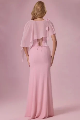Velina chiffongkappe i blushrosa