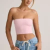 Verna Modal stroppeløs crop-top i babyrosa