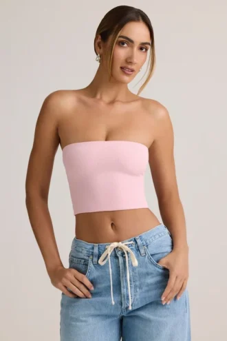 Verna Modal stroppeløs crop-top i babyrosa