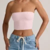 Verna Modal stroppeløs crop-top i babyrosa