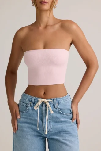 Verna Modal stroppeløs crop-top i babyrosa