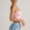 Verna Modal stroppeløs crop-top i babyrosa