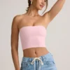 Verna Modal stroppeløs crop-top i babyrosa