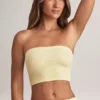 Verna Modal stroppeløs crop-top i sitronsorbet