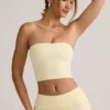 Verna Modal stroppeløs crop-top i smørkremgul