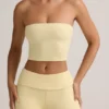 Verna Modal stroppeløs crop-top i smørkremgul