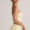 Verna Modal stroppeløs crop-top i smørkremgul