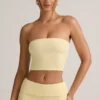Verna Modal stroppeløs crop-top i smørkremgul