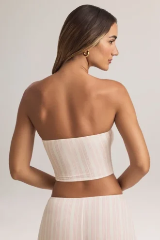 Verna Modal stroppeløs crop-top i stripet mønster
