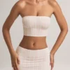 Verna Modal stroppeløs crop-top i stripet mønster