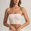 Verna Modal stroppeløs crop-top i stripet mønster