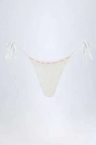 Vernazza Broderie Anglaise Side-Tie Thong Bikinitruser i hvitt