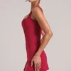 Tula mid-rise bodycon ultra miniskjørt med splitt i kirsebærrød