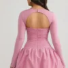 Viola langermet minikjole med boblekant i mauve