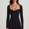 Vionne Soft Jersey Sweetheart langermet miniplaysuit i svart