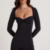 Vionne Soft Jersey Sweetheart langermet miniplaysuit i svart