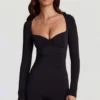 Vionne Soft Jersey Sweetheart langermet miniplaysuit i svart