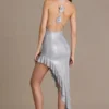 Vivienne Premium Embellished Plunge Asymmetric Maxikjole i sølv