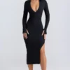 Yael Modal Plunge V-Neck Midaxi-kjole i svart