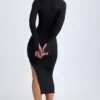 Yael Modal Plunge V-Neck Midaxi-kjole i svart