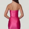 Yesenia Ruched Bandeau minikjole i hot pink