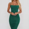 You’re My Type Cowl Neck Ruched Bodycon Midi Kjole i grønt