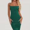 You’re My Type Cowl Neck Ruched Bodycon Midi Kjole i grønt