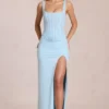 Zalia Lace Corset Maxikjole i Powder Blue